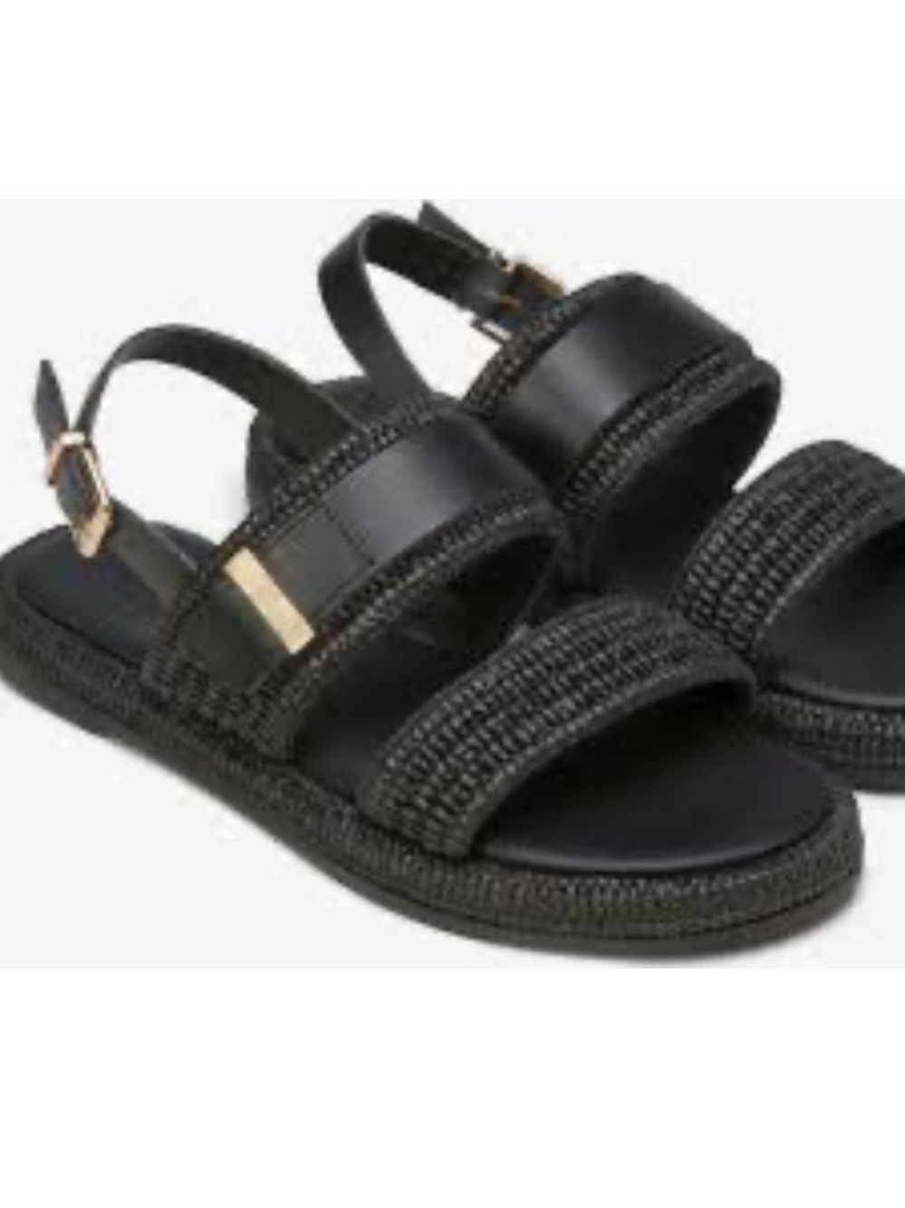 Marc O'Polo strap sandals in black feature woven leather straps